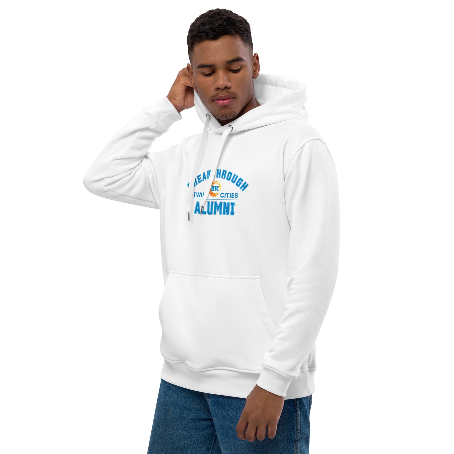 Premium eco white alumni hoodie